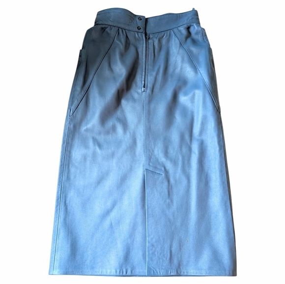 Vintage 1980s Penny Genuine Leather Skirt Suit | Colonial Blue | EUC - Picture 7 of 13